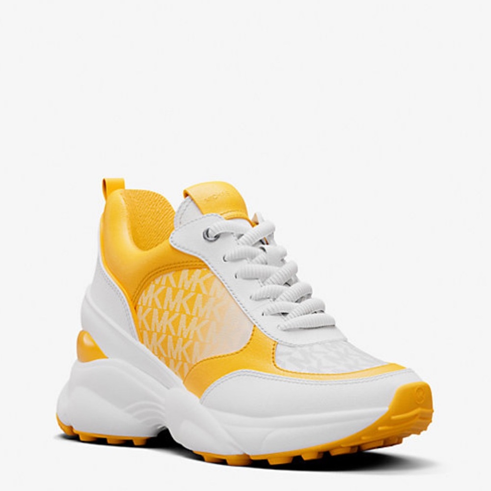 Michael Kors Orange, green, pink, gold rose and White Chunky Sneakers - Picture 3 of 9